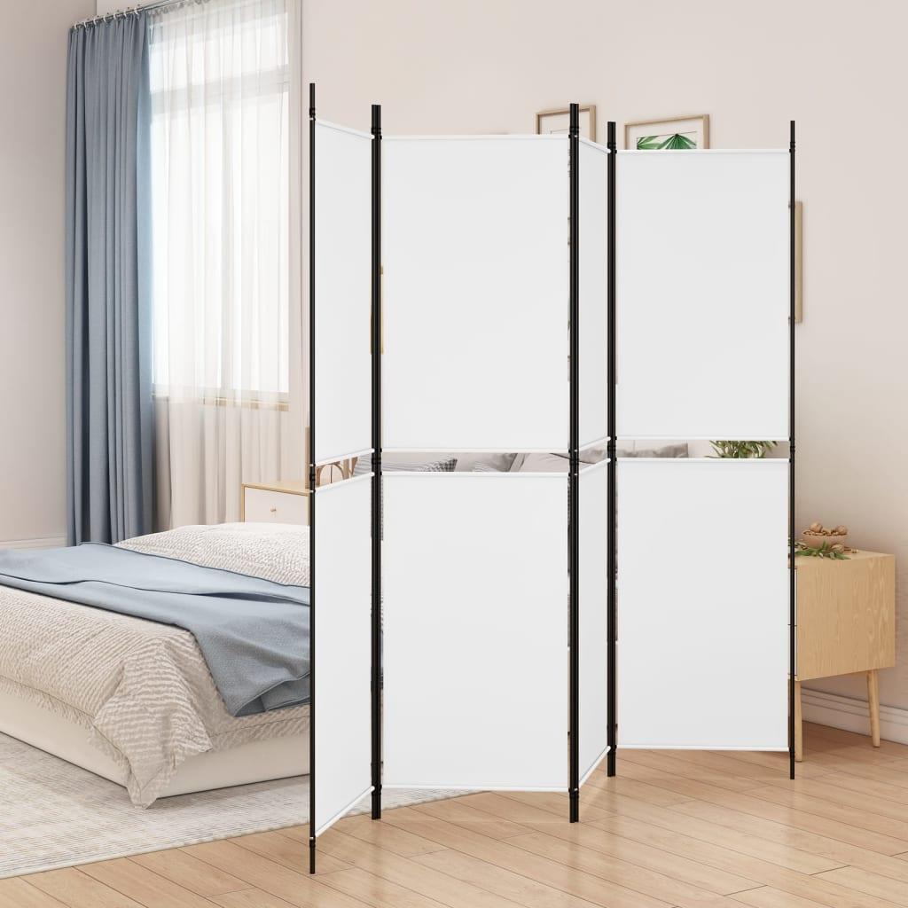 Biombo divisor de 4 paneles de tela gris antracita 200x220 cm