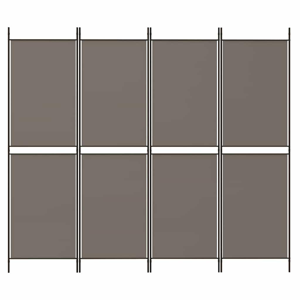 Biombo divisor de 4 paneles de tela gris antracita 200x220 cm