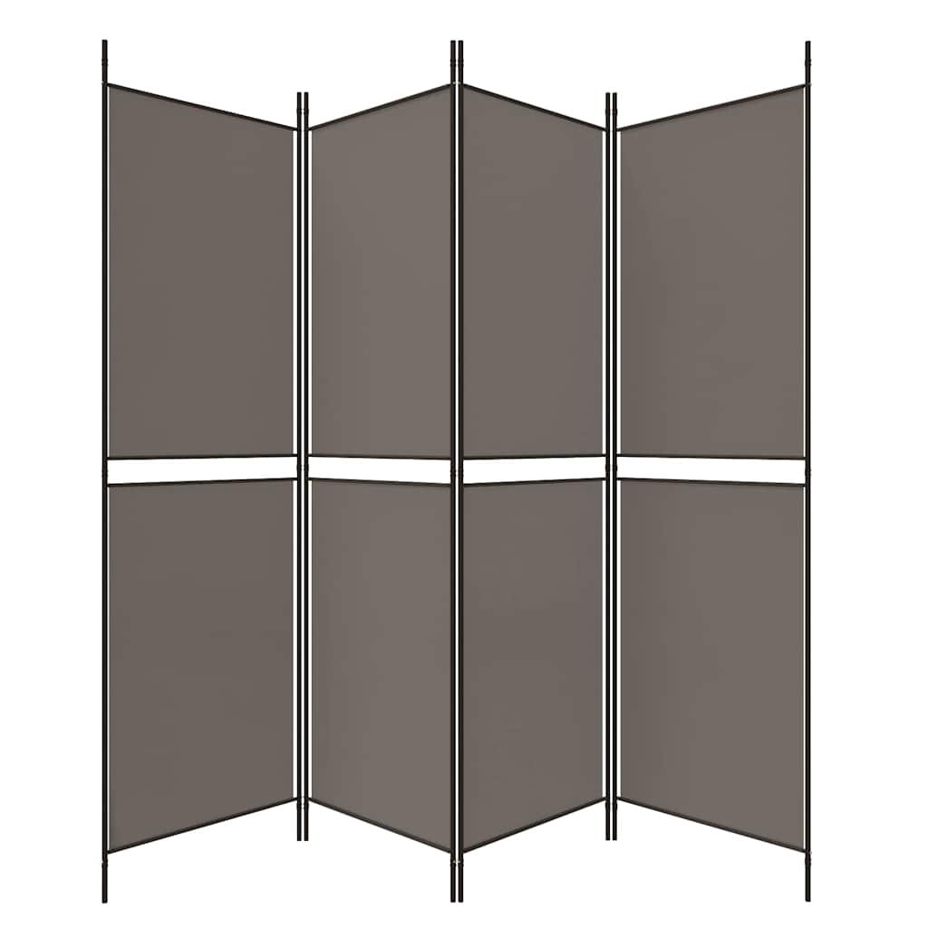 Biombo divisor de 4 paneles de tela gris antracita 200x220 cm