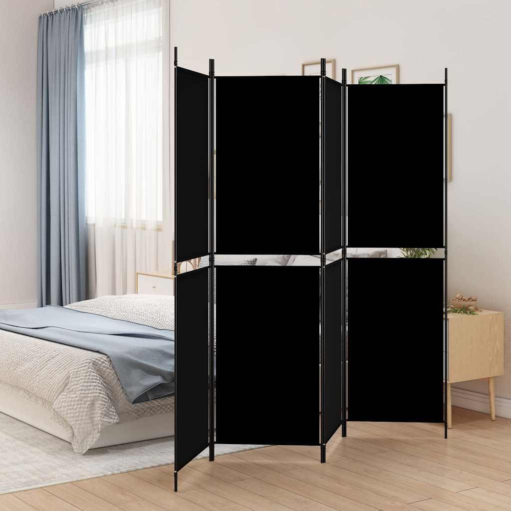 Biombo divisor de 4 paneles de tela gris antracita 200x220 cm