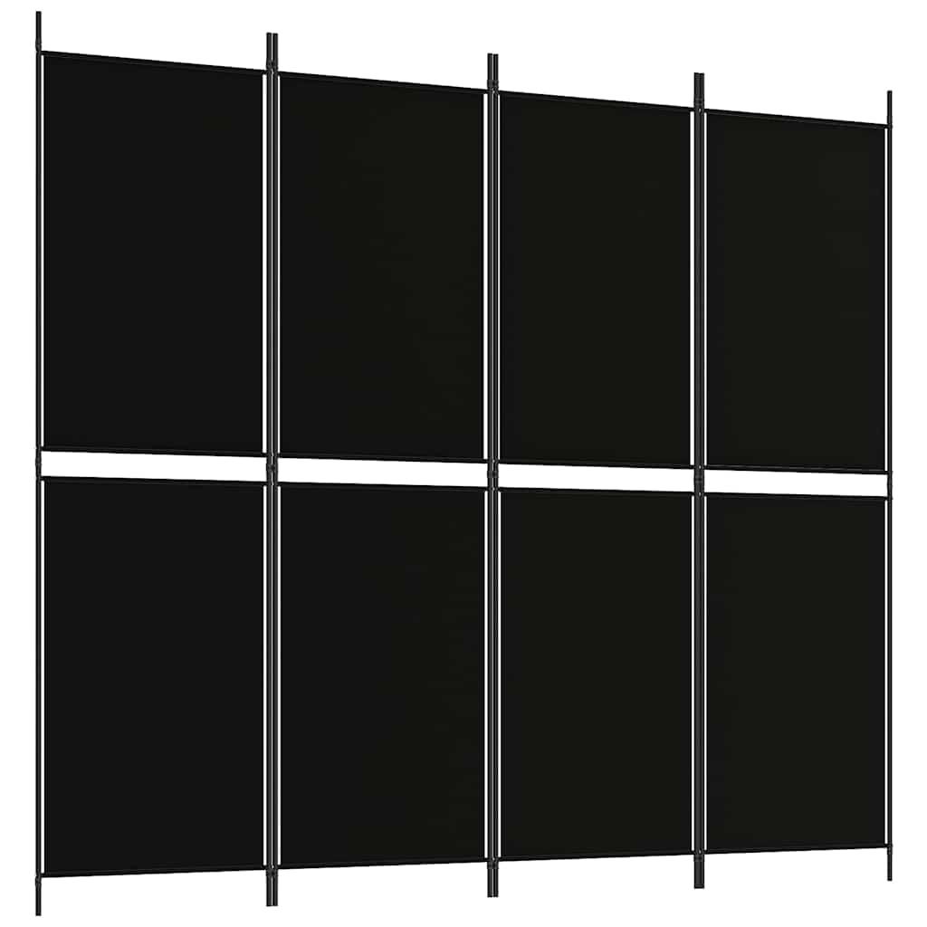 Biombo divisor de 4 paneles de tela gris antracita 200x220 cm