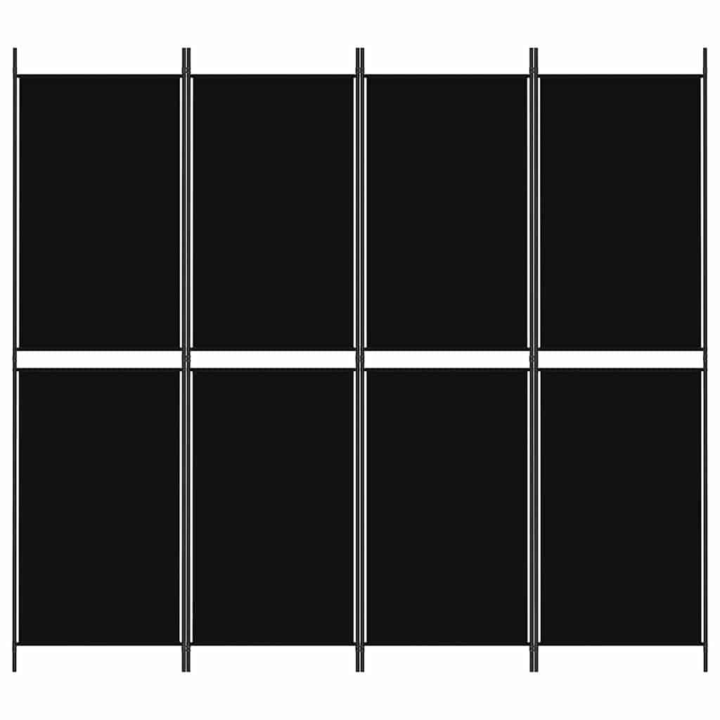 Biombo divisor de 4 paneles de tela gris antracita 200x220 cm