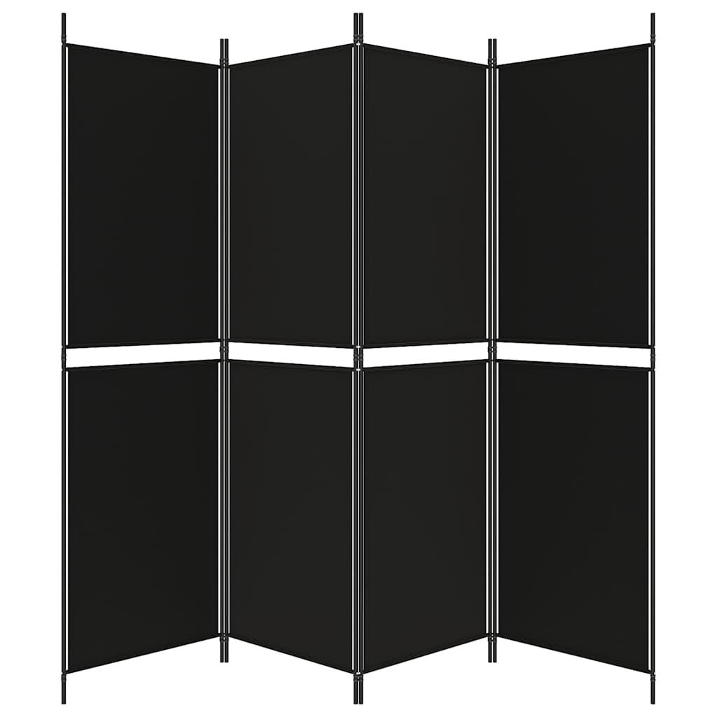 Biombo divisor de 4 paneles de tela gris antracita 200x220 cm