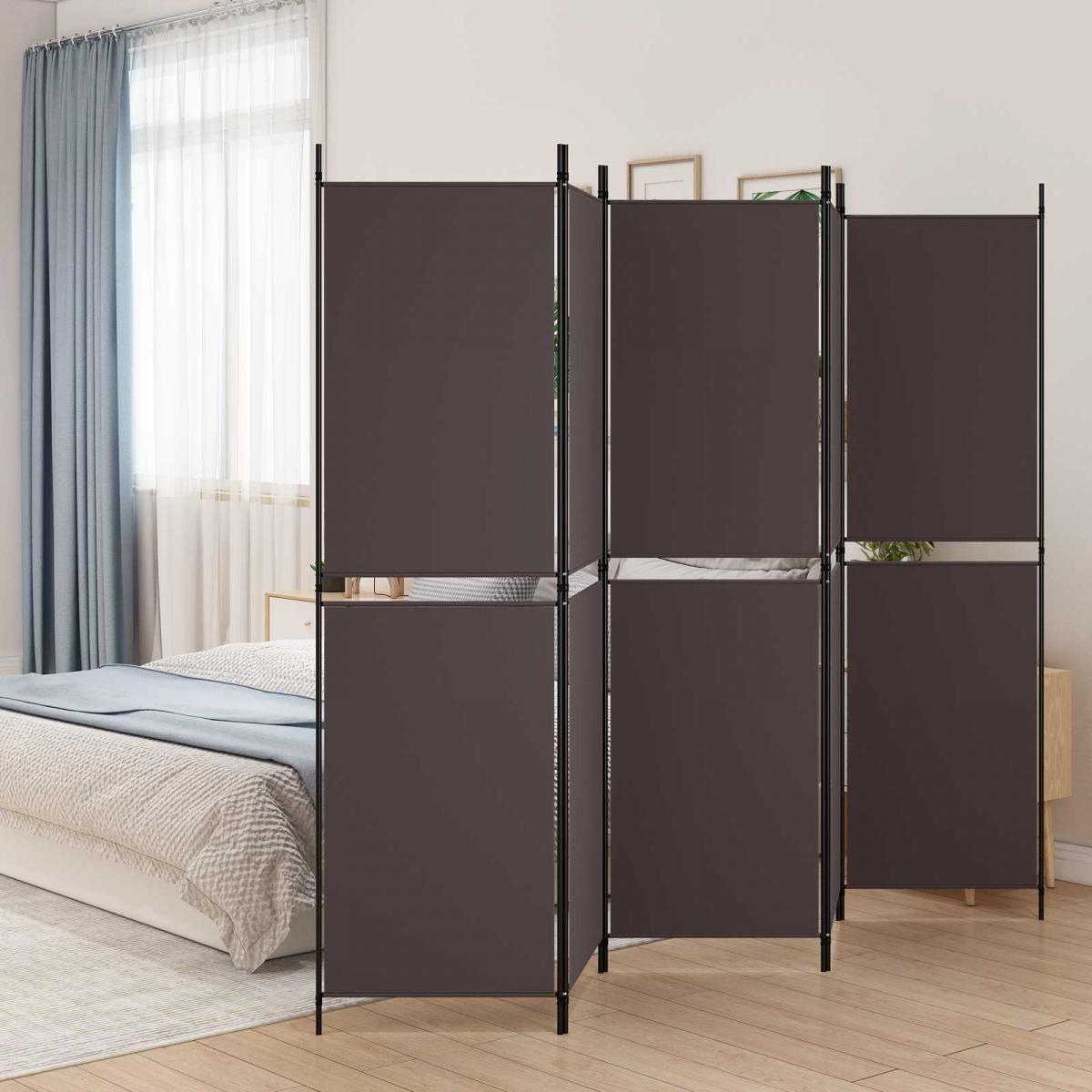 Biombo divisor de 5 paneles de tela gris antracita 200x200 cm