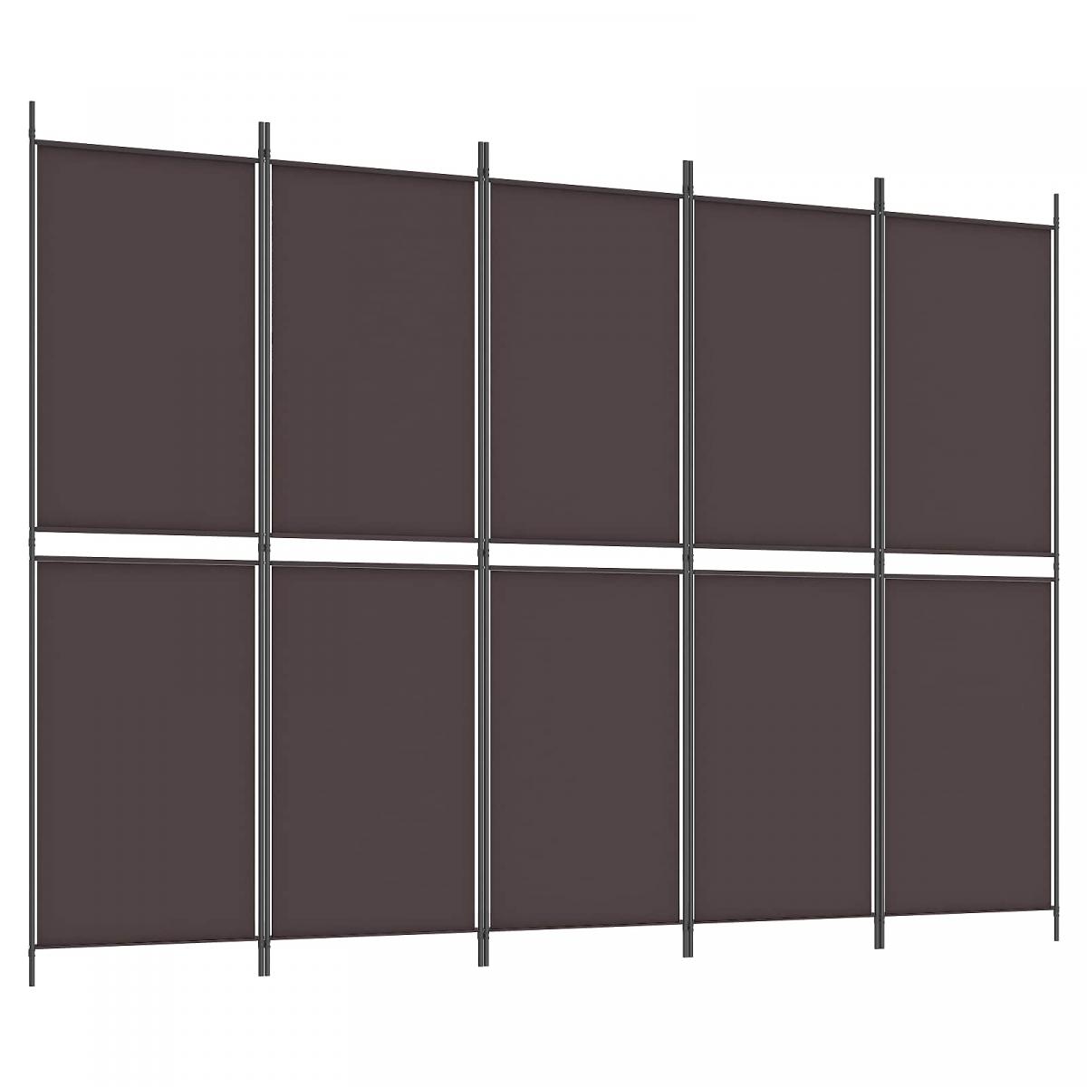 Biombo divisor de 5 paneles de tela gris antracita 200x200 cm