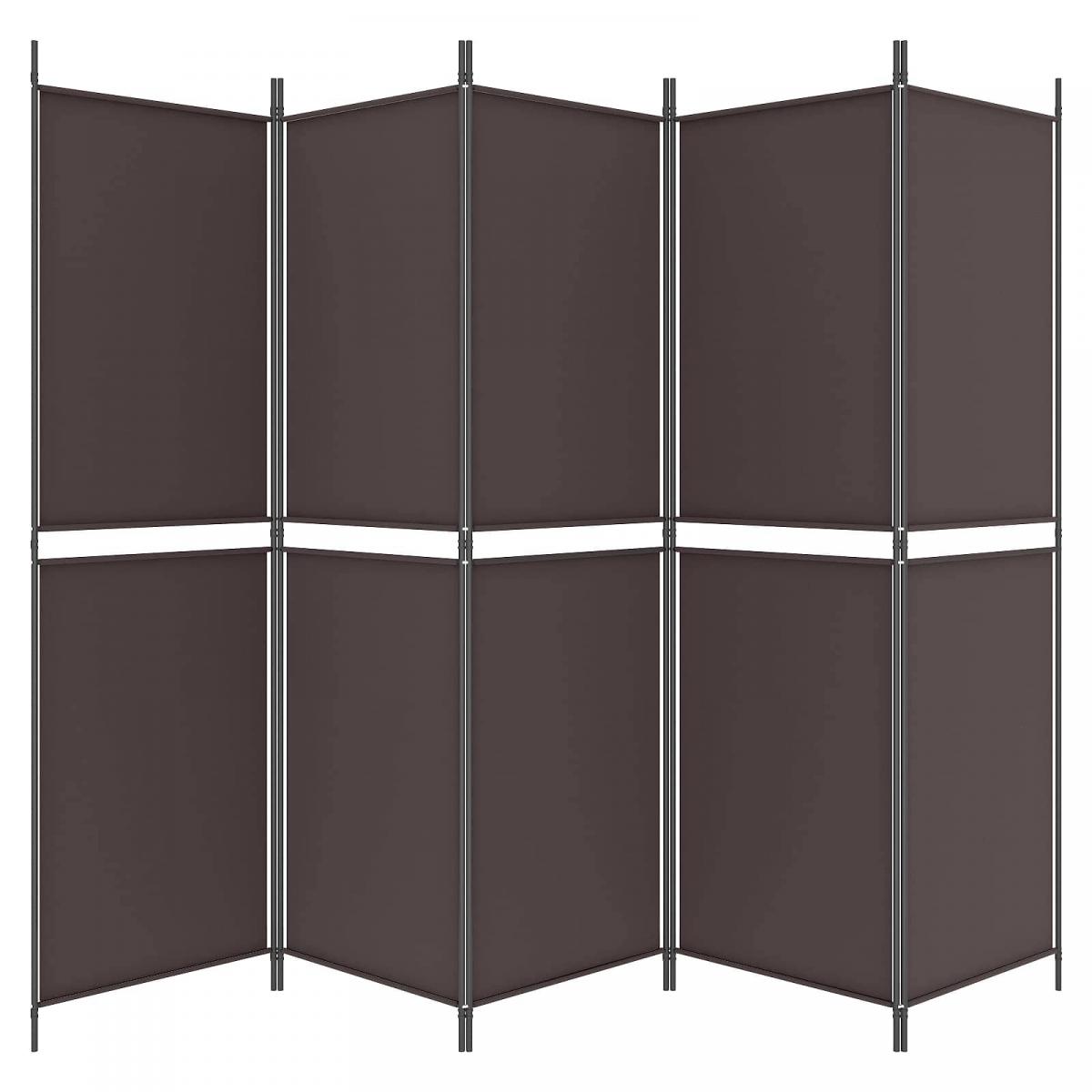 Biombo divisor de 5 paneles de tela gris antracita 200x200 cm