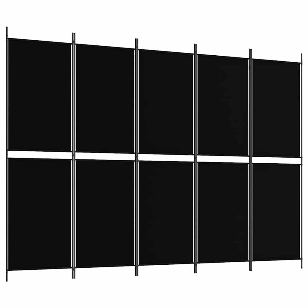 Biombo divisor de 5 paneles de tela gris antracita 200x200 cm