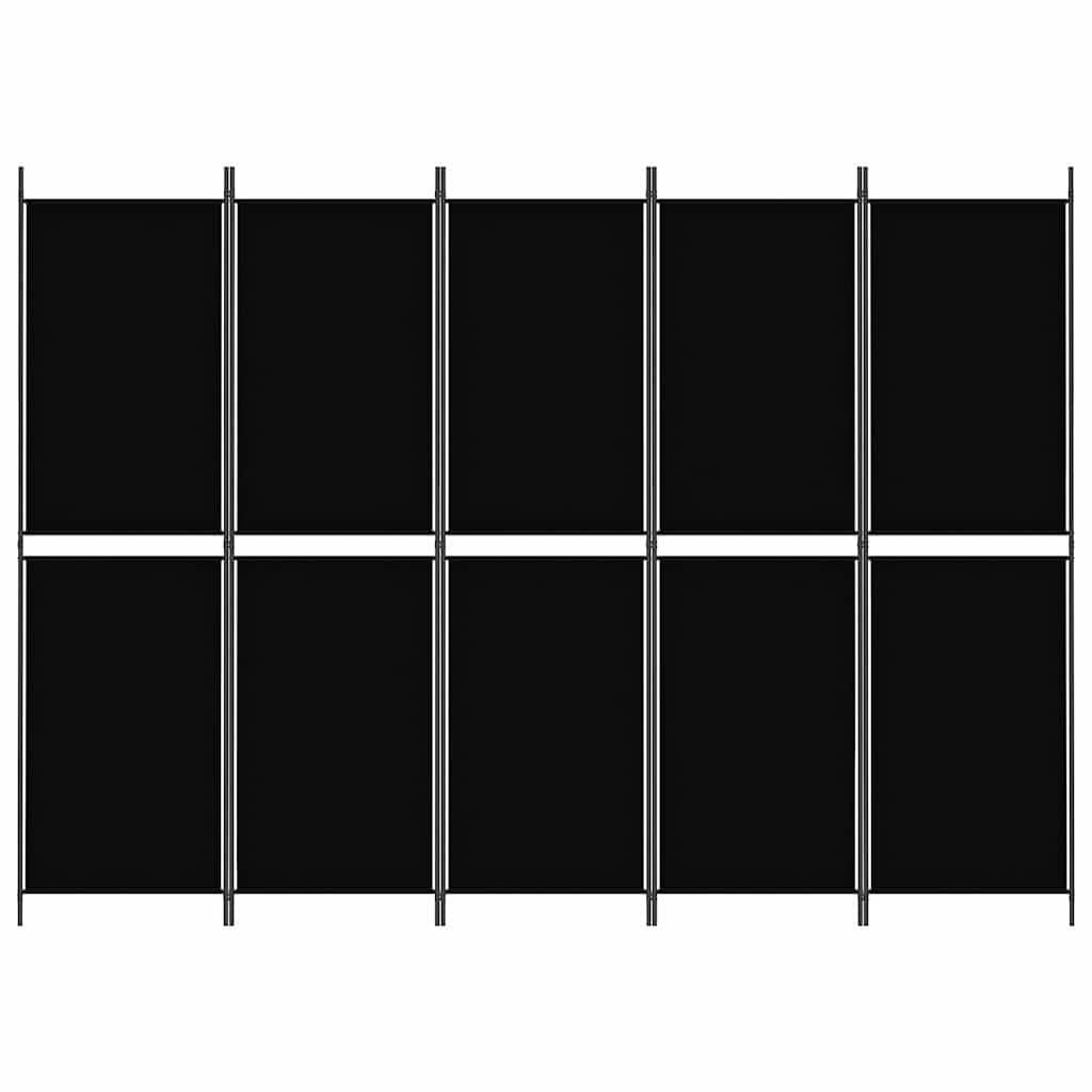 Biombo divisor de 5 paneles de tela gris antracita 200x200 cm