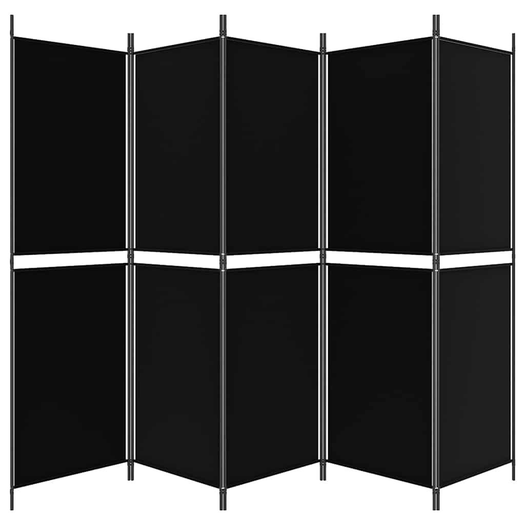 Biombo divisor de 5 paneles de tela gris antracita 200x200 cm