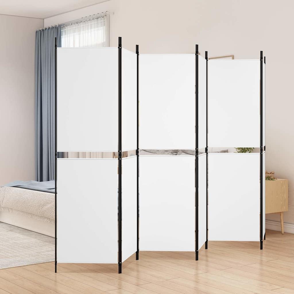 Biombo divisor de 6 paneles de tela gris antracita 240x200 cm