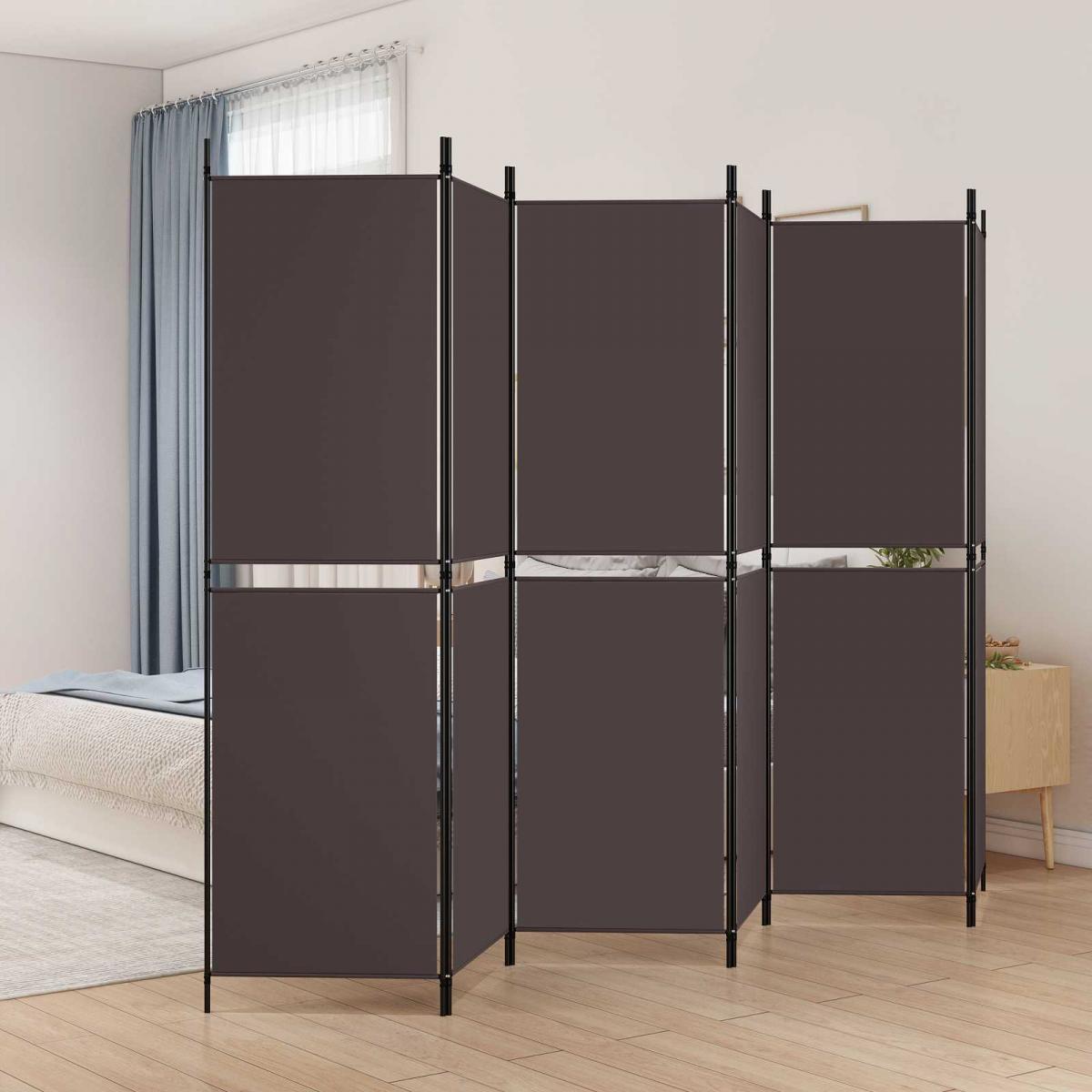 Biombo divisor de 6 paneles de tela gris antracita 240x220 cm