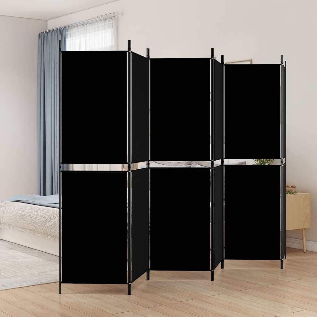Biombo divisor de 6 paneles de tela gris antracita 240x200 cm