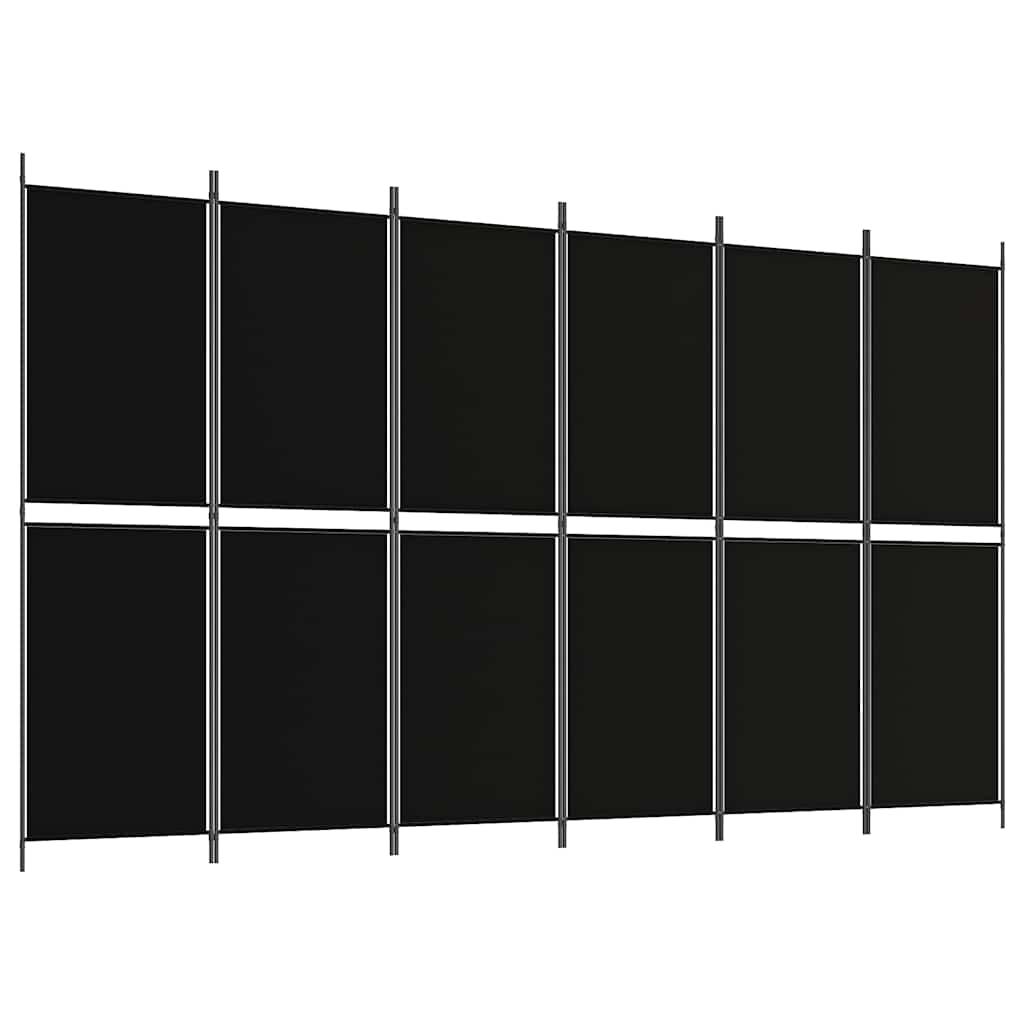 Biombo divisor de 6 paneles de tela gris antracita 240x200 cm