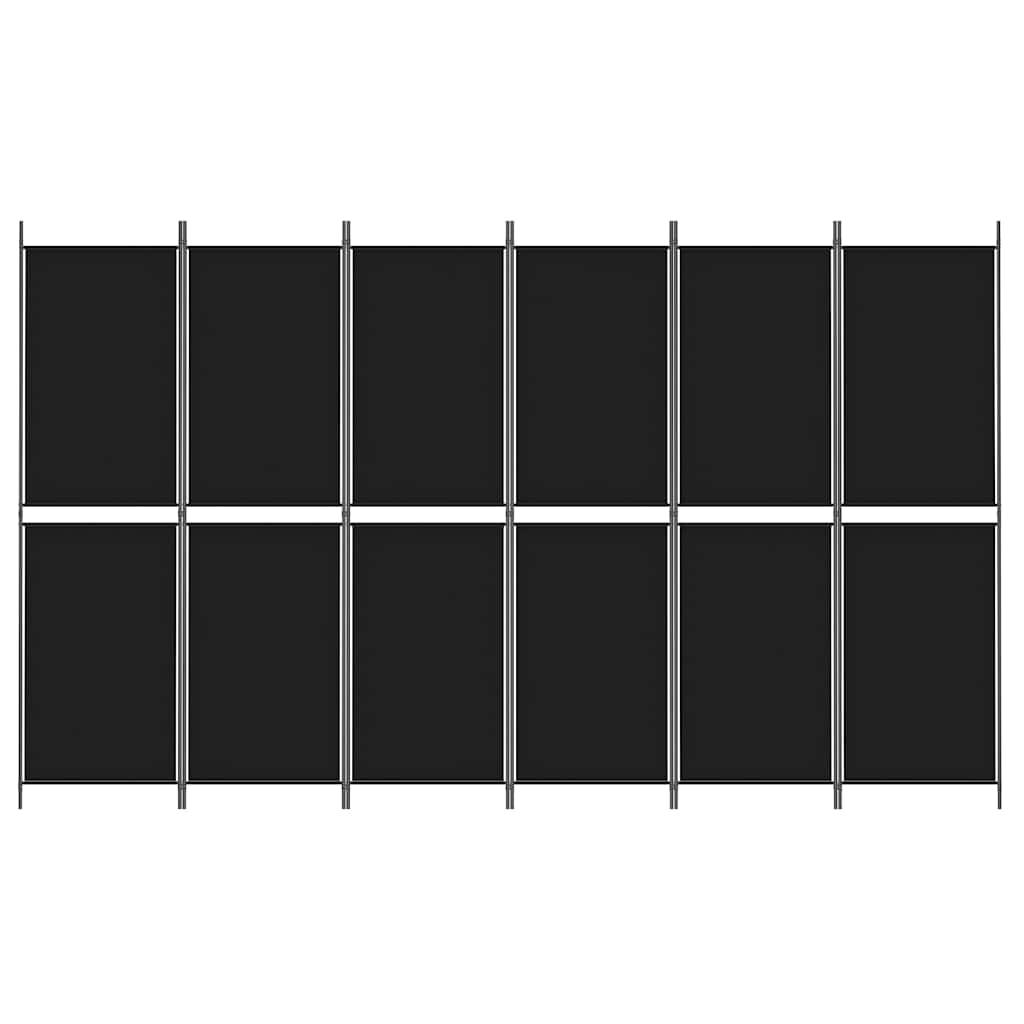 Biombo divisor de 6 paneles de tela gris antracita 240x200 cm