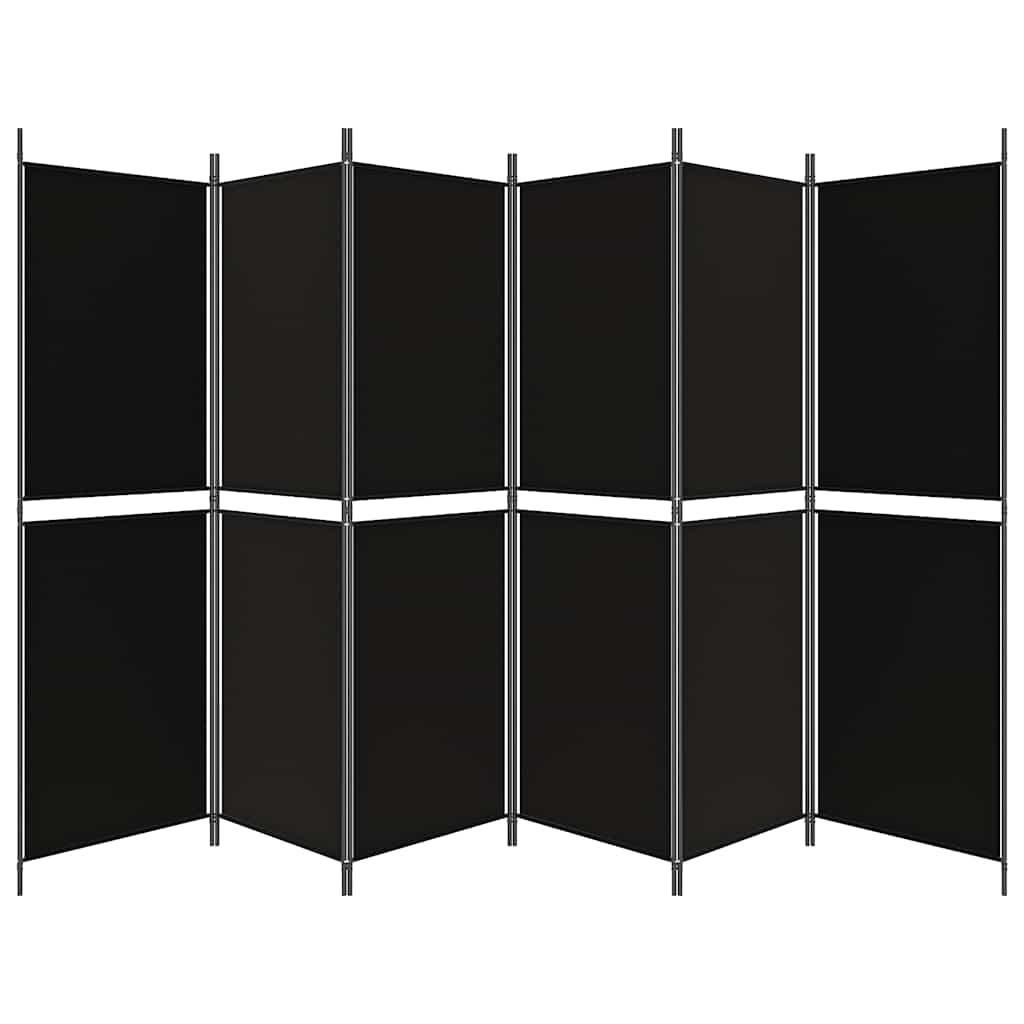 Biombo divisor de 6 paneles de tela gris antracita 240x200 cm