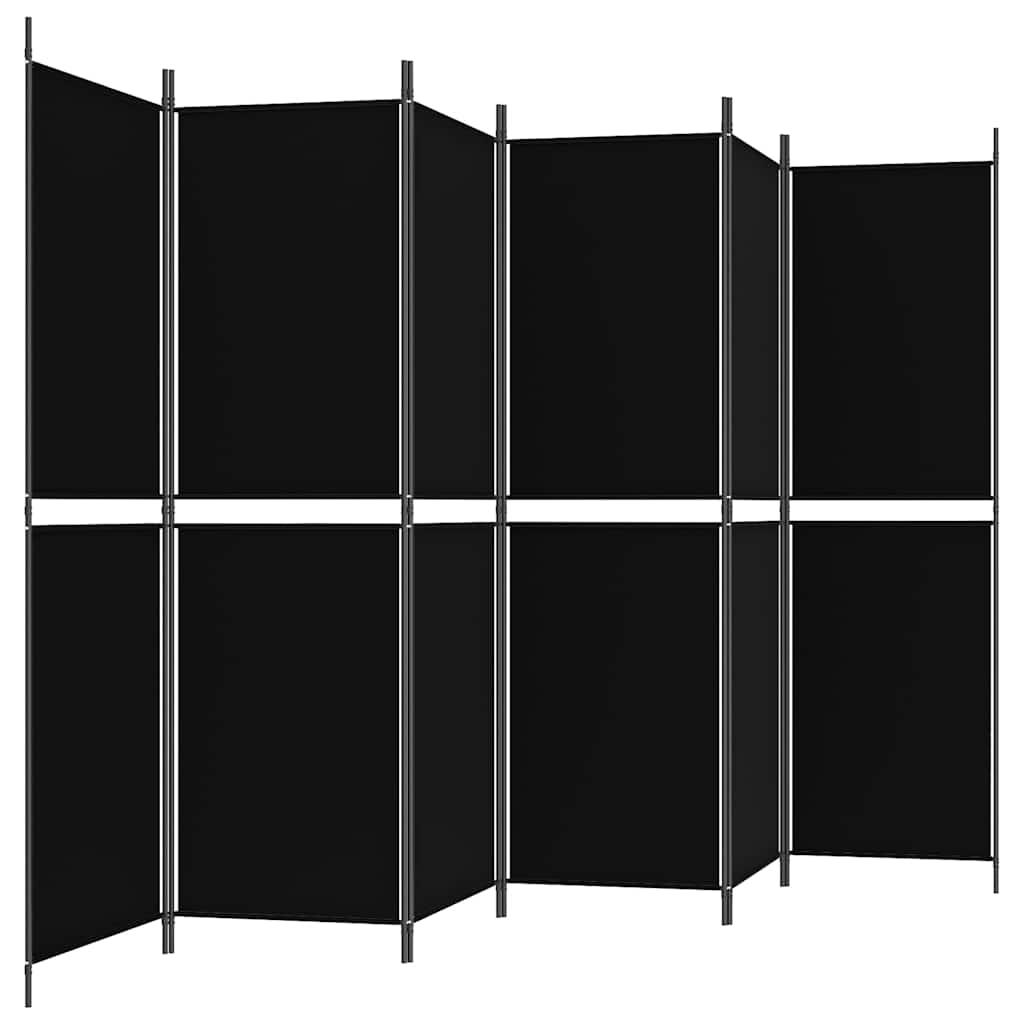Biombo divisor de 6 paneles de tela gris antracita 240x200 cm