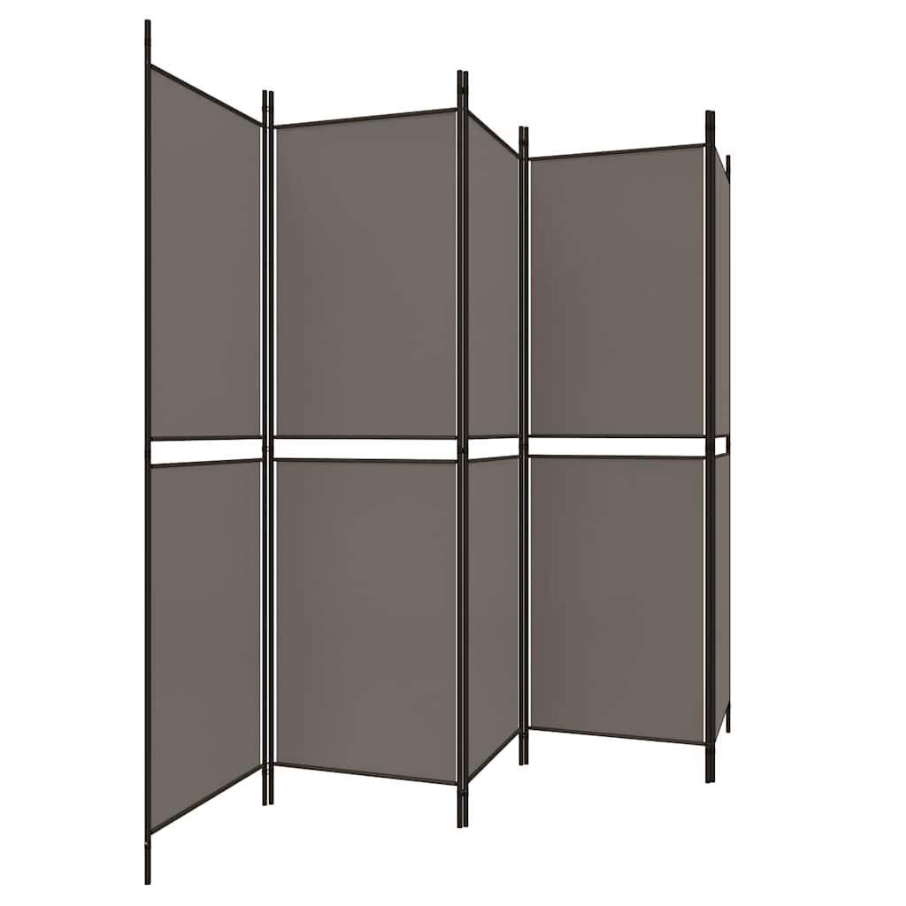 Biombo divisor de 5 paneles de tela gris antracita 200x220 cm