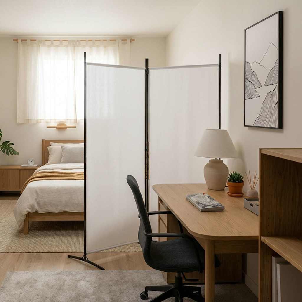 Biombo divisor de 2 paneles de tela gris antracita 175x180 cm