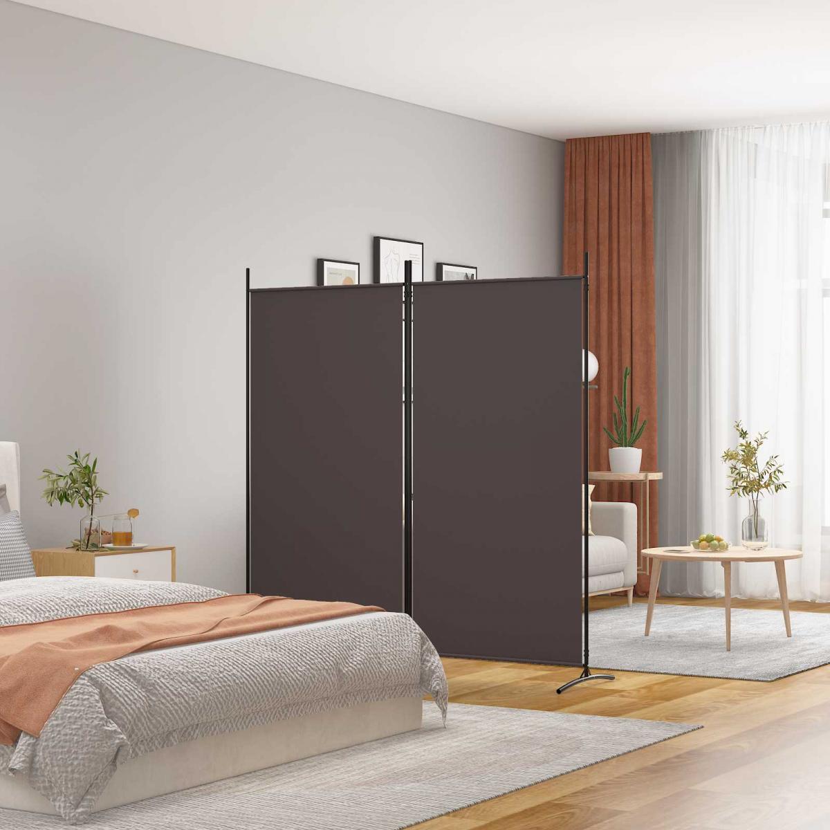 Biombo divisor de 2 paneles de tela gris antracita 175x180 cm
