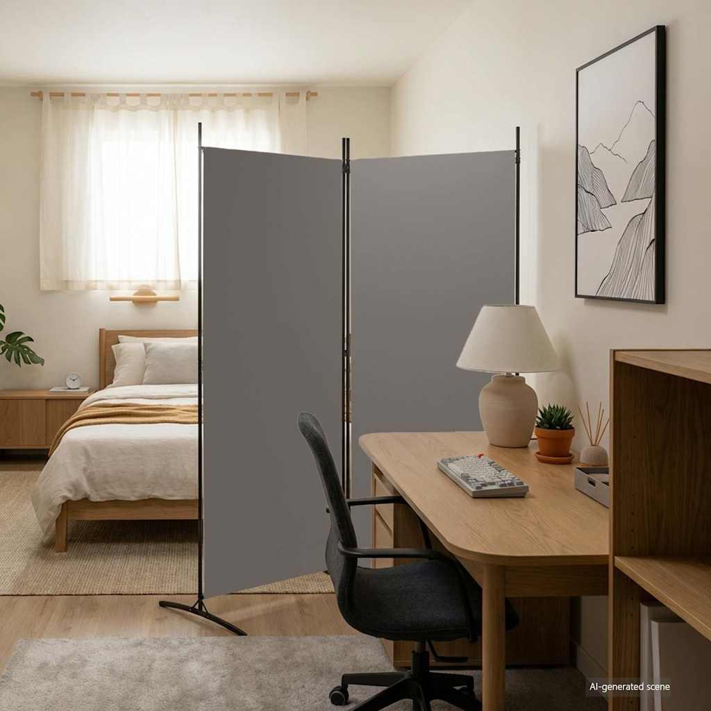Biombo divisor de 2 paneles de tela gris antracita 175x180 cm