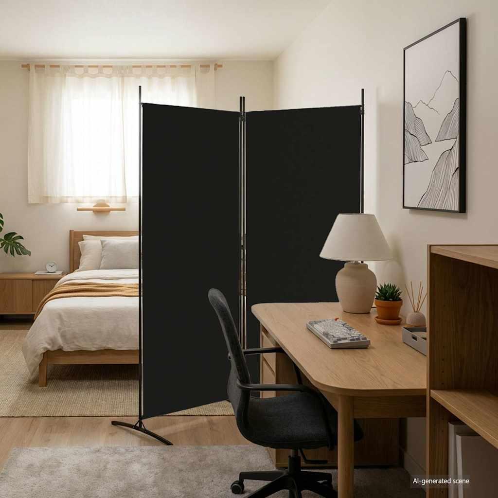Biombo divisor de 2 paneles de tela gris antracita 175x180 cm