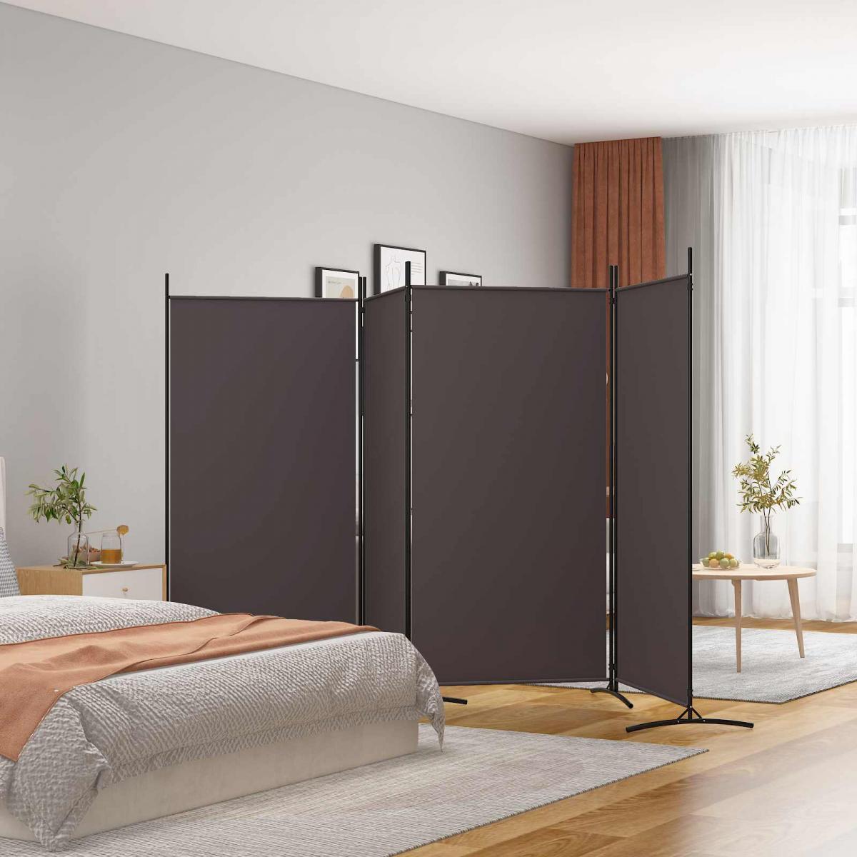 Biombo divisor de 4 paneles de tela gris antracita 200x220 cm