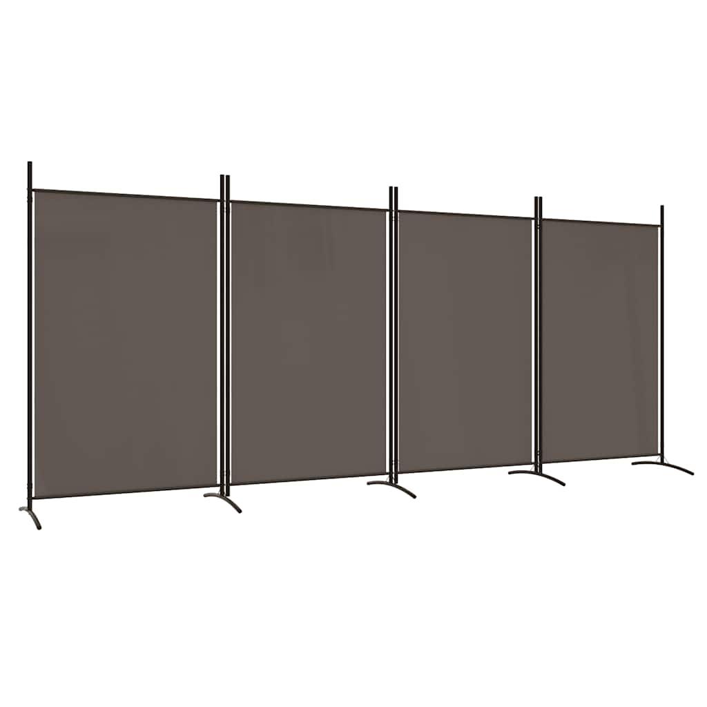 Biombo divisor de 4 paneles de tela gris antracita 200x220 cm