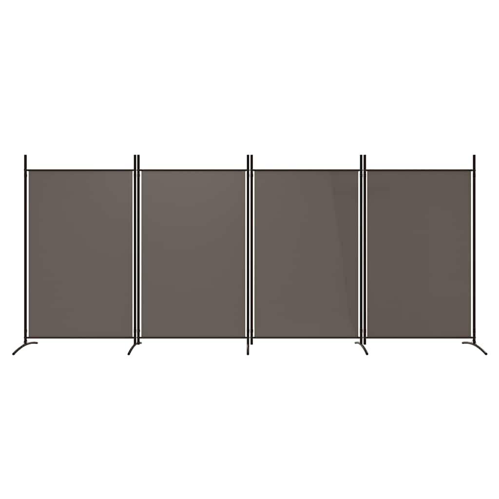 Biombo divisor de 4 paneles de tela gris antracita 200x220 cm