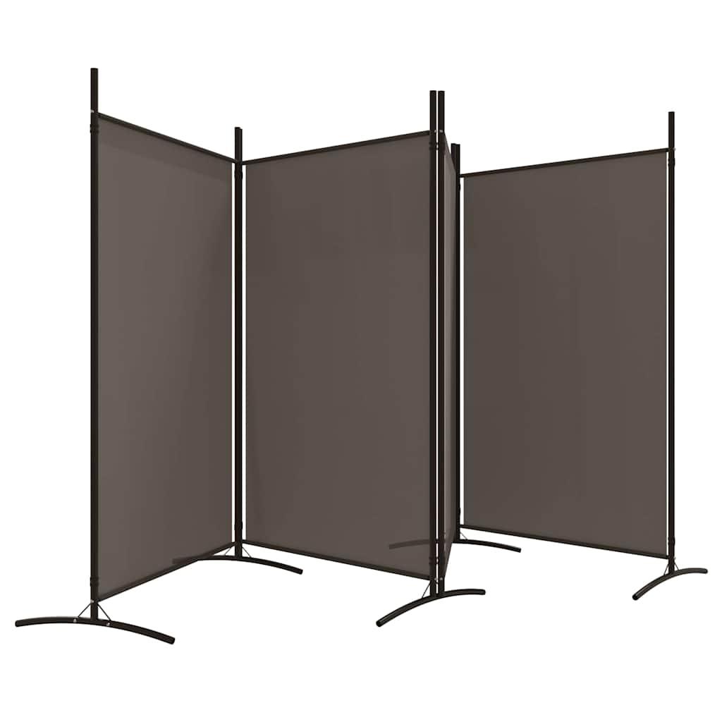 Biombo divisor de 4 paneles de tela gris antracita 200x220 cm