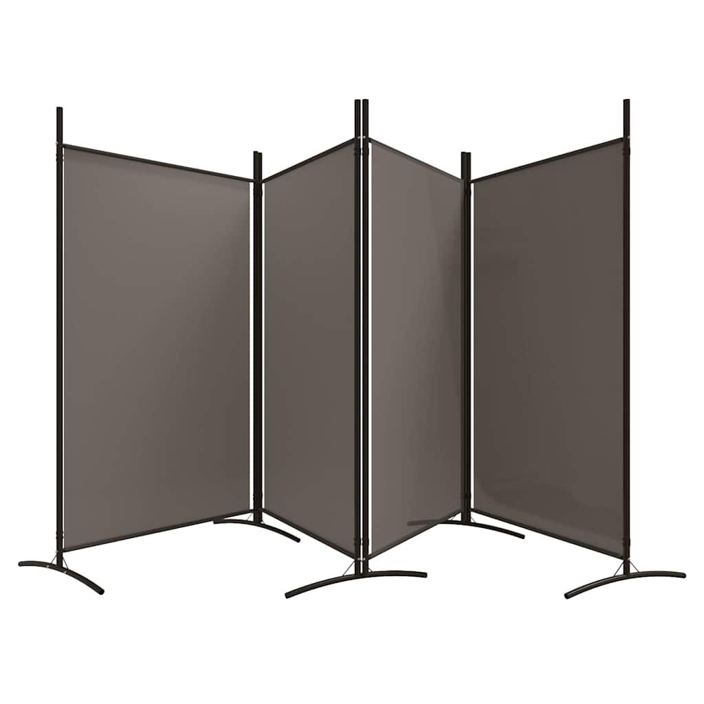 Biombo divisor de 4 paneles de tela gris antracita 200x220 cm