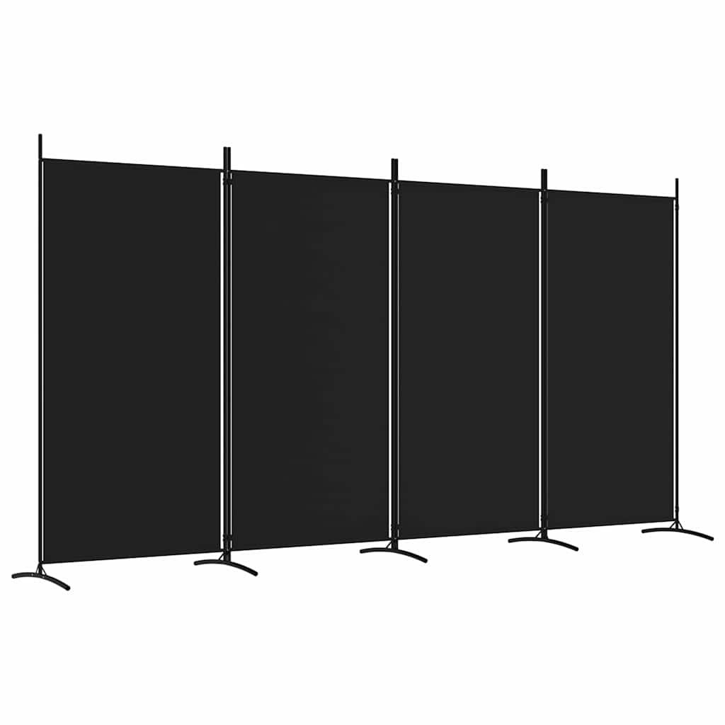 Biombo divisor de 4 paneles de tela gris antracita 200x220 cm