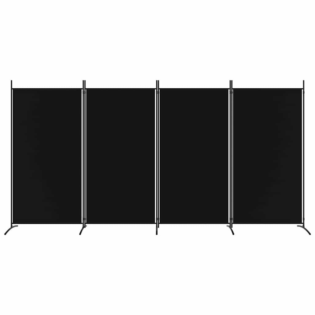 Biombo divisor de 4 paneles de tela gris antracita 200x220 cm