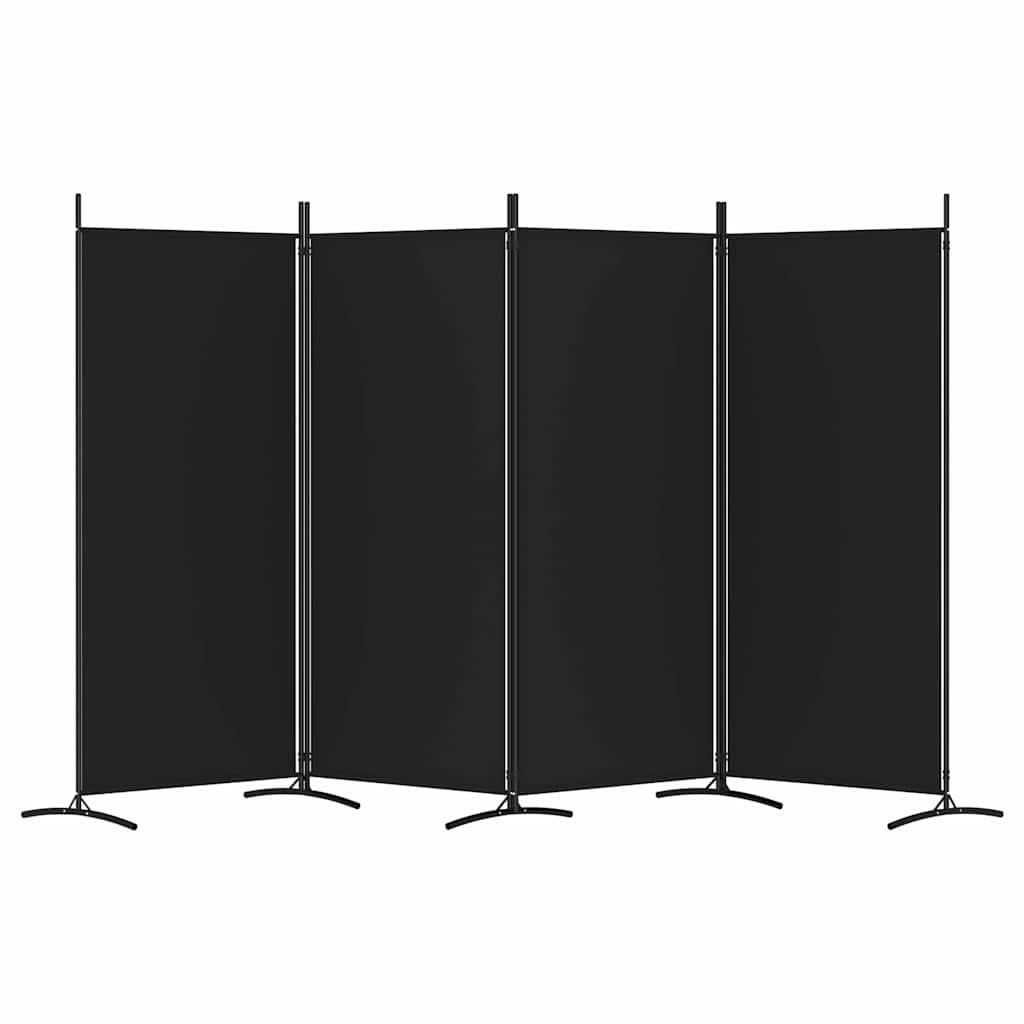 Biombo divisor de 4 paneles de tela gris antracita 200x220 cm