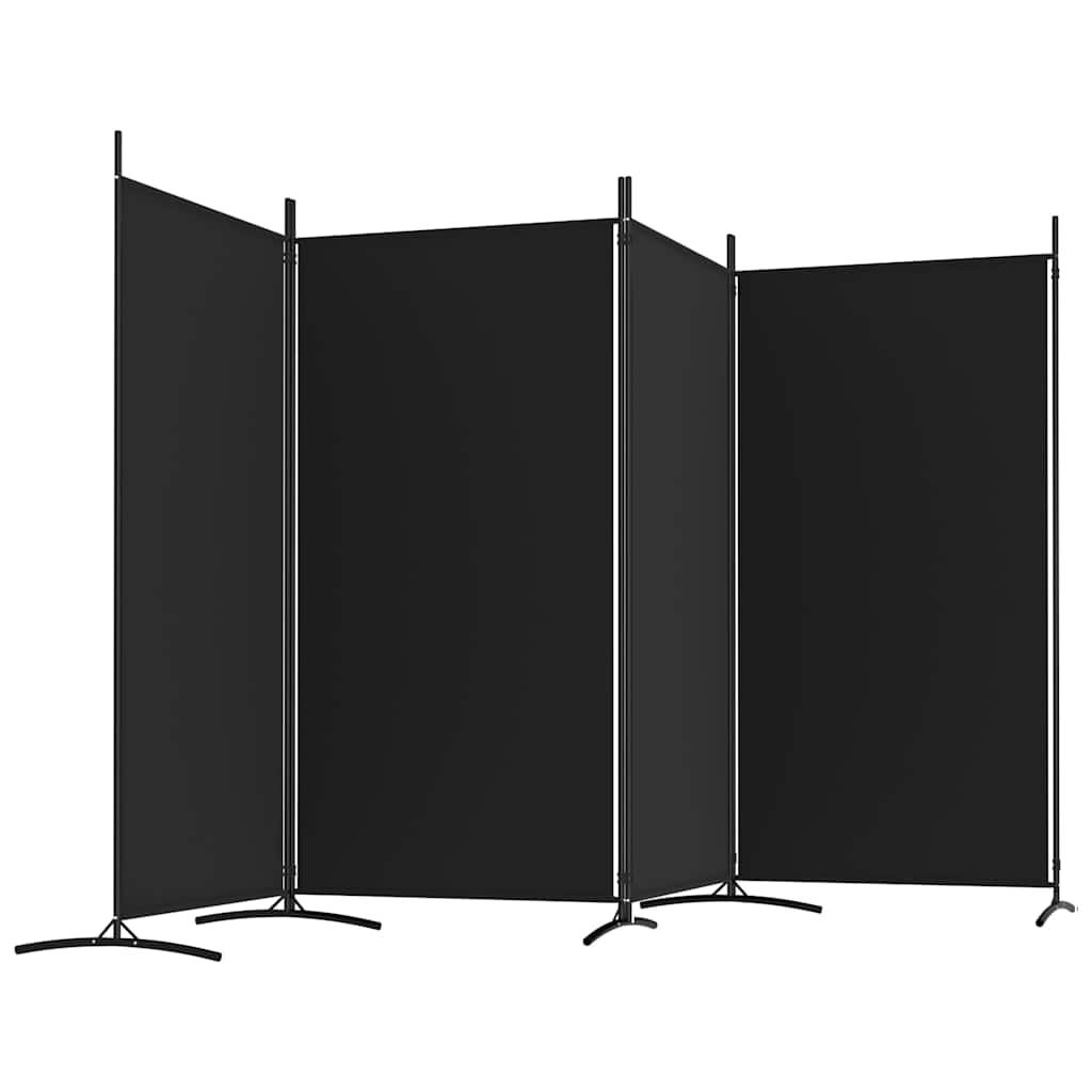 Biombo divisor de 4 paneles de tela gris antracita 200x220 cm