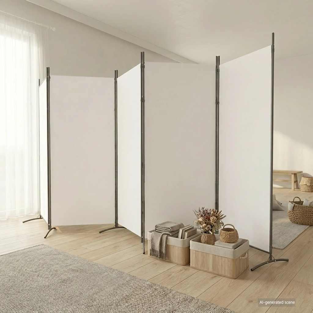 Biombo divisor de 5 paneles de tela gris antracita 200x200 cm