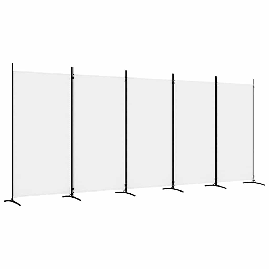 Biombo divisor de 5 paneles de tela gris antracita 200x200 cm