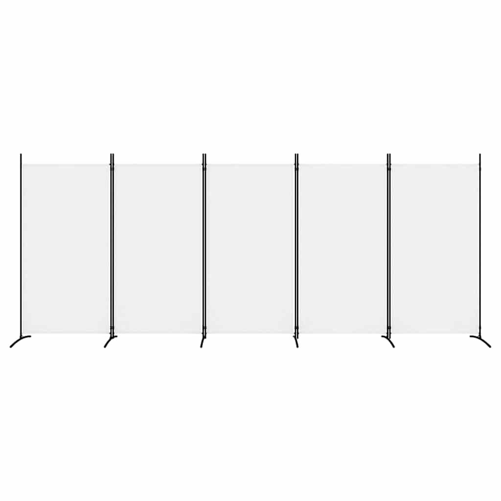 Biombo divisor de 5 paneles de tela gris antracita 200x200 cm