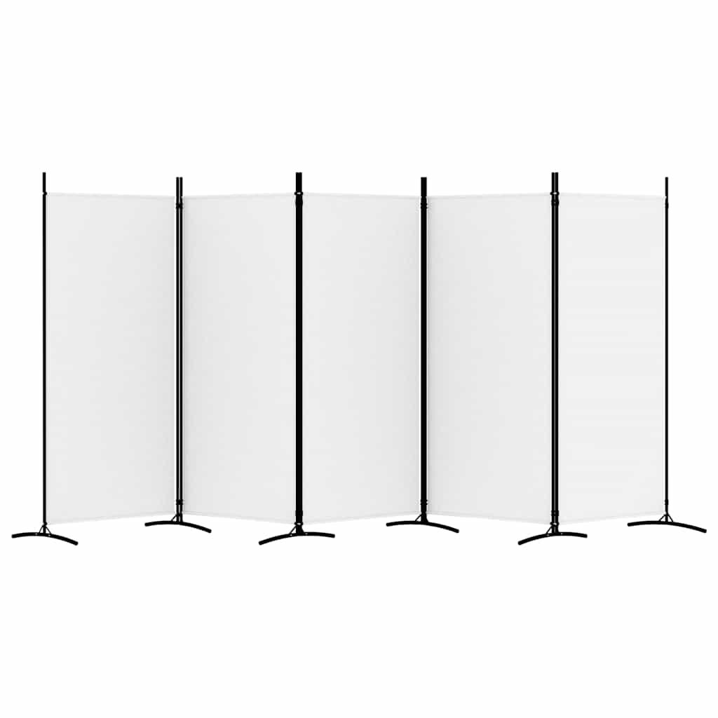 Biombo divisor de 5 paneles de tela gris antracita 200x200 cm