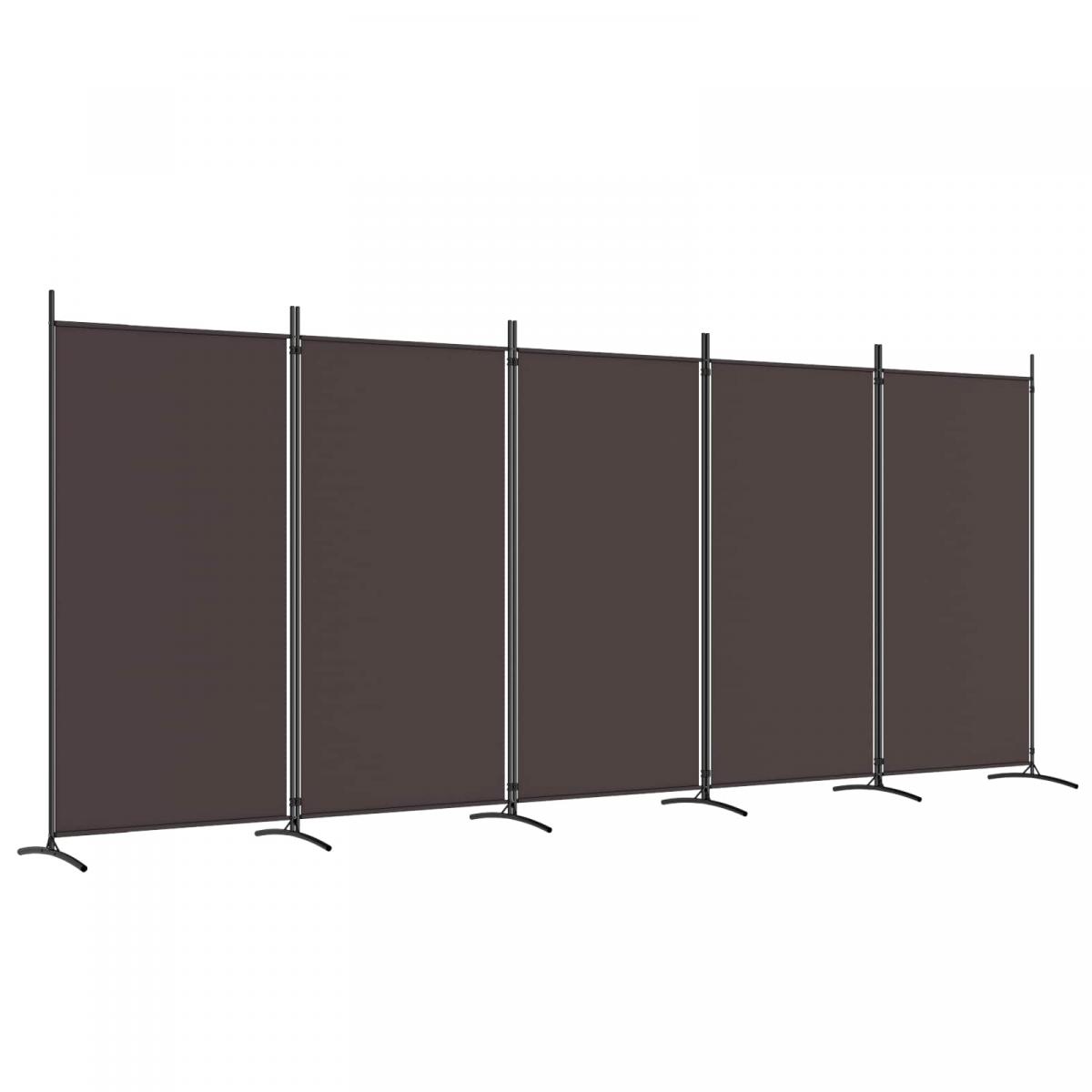Biombo divisor de 5 paneles de tela gris antracita 200x200 cm