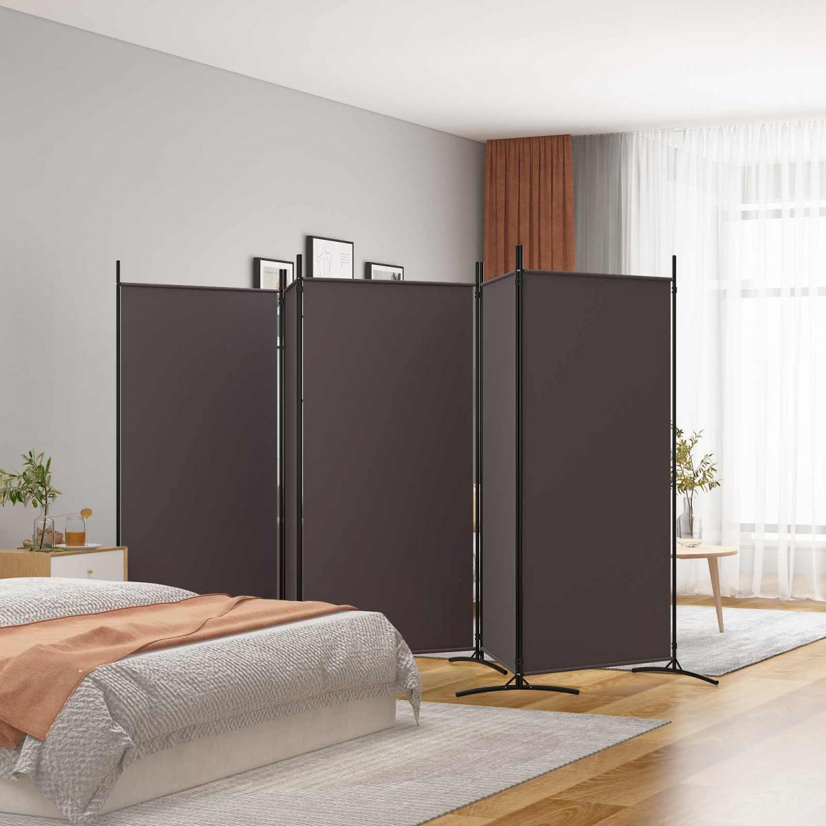 Biombo divisor de 5 paneles de tela gris antracita 200x200 cm