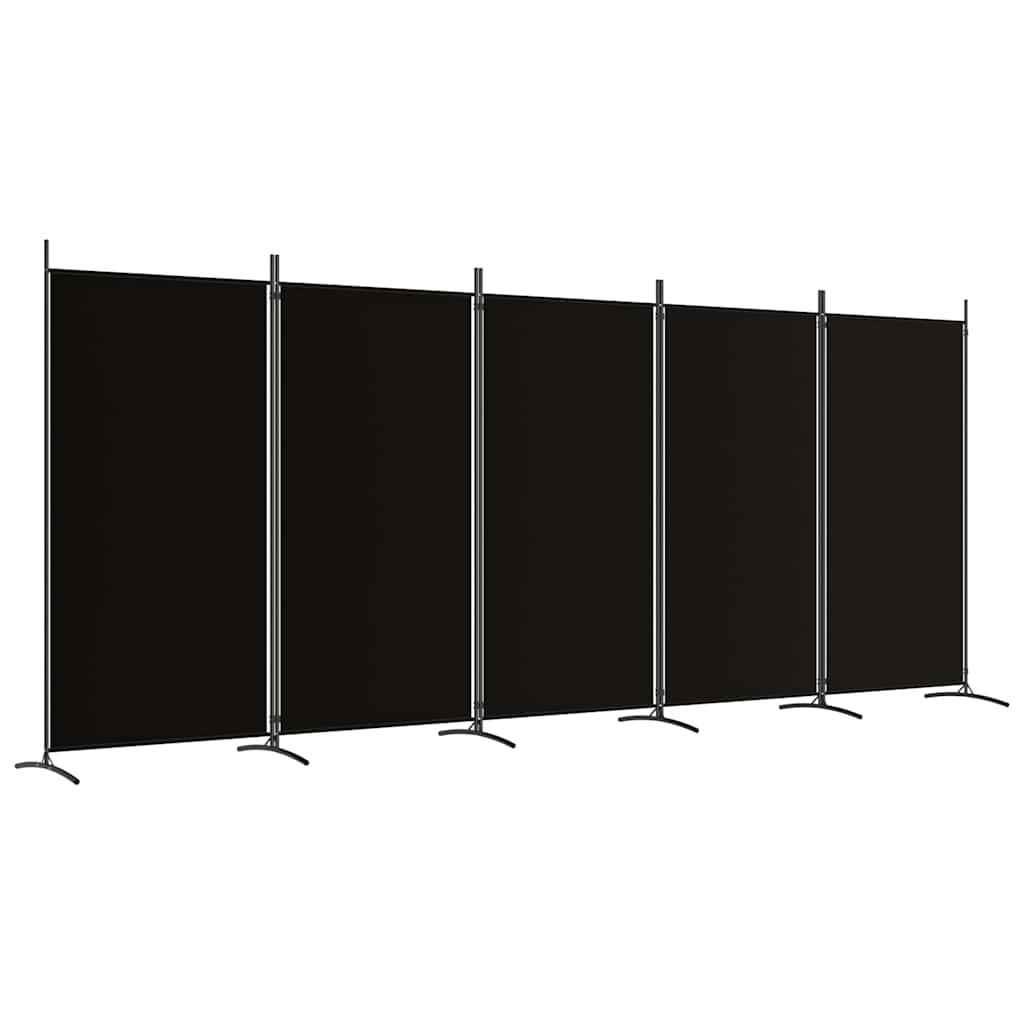 Biombo divisor de 5 paneles de tela gris antracita 200x200 cm