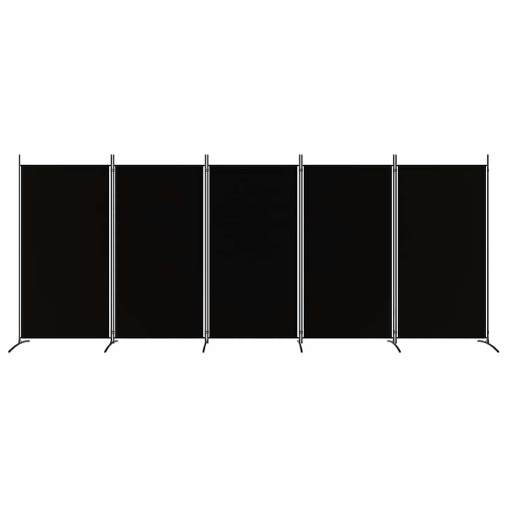 Biombo divisor de 5 paneles de tela gris antracita 200x200 cm
