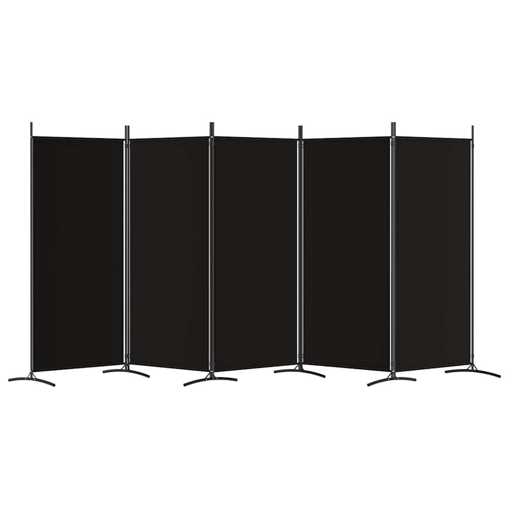 Biombo divisor de 5 paneles de tela gris antracita 200x200 cm