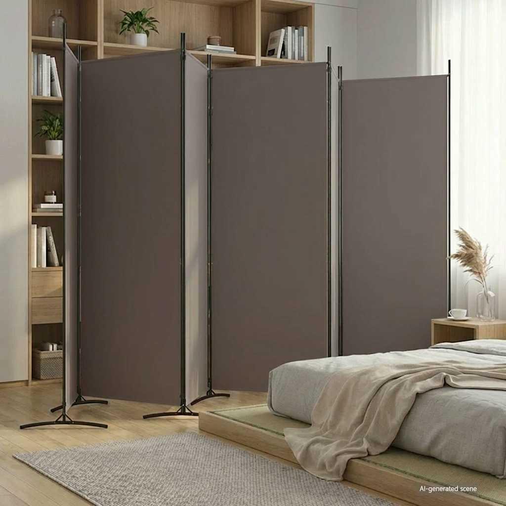 Biombo divisor de 6 paneles de tela gris antracita 240x200 cm