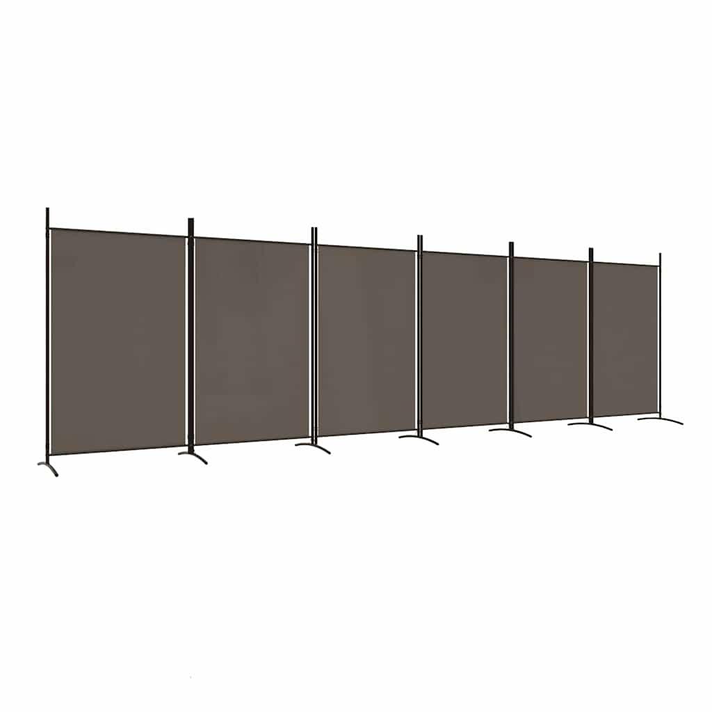Biombo divisor de 6 paneles de tela gris antracita 240x200 cm