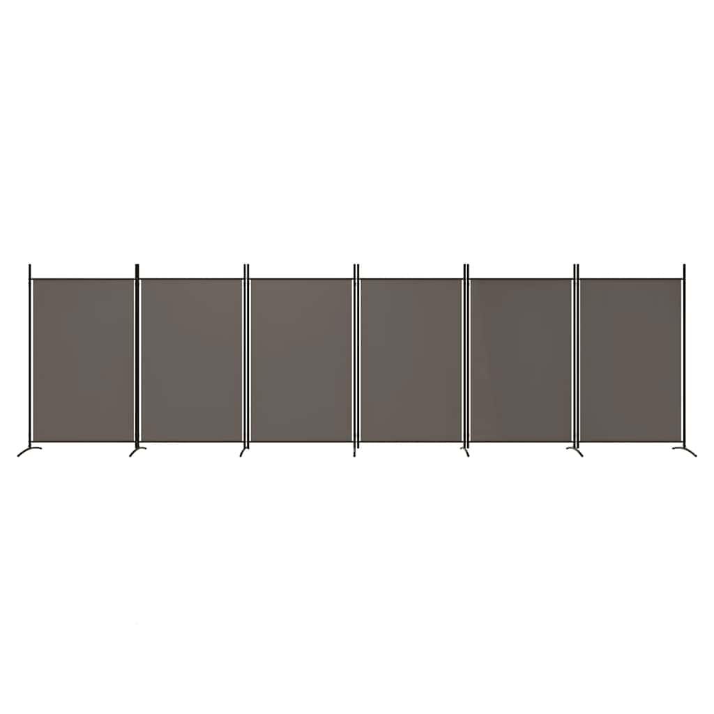 Biombo divisor de 6 paneles de tela gris antracita 240x200 cm