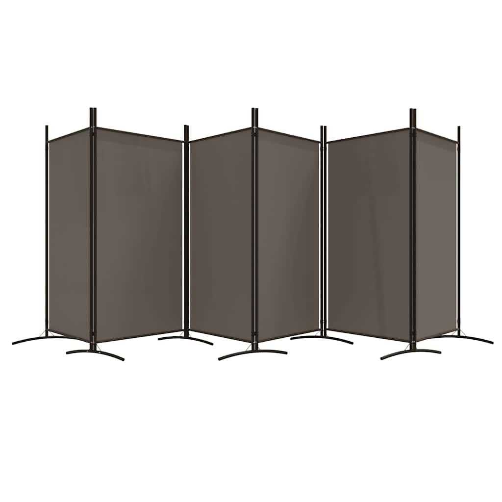 Biombo divisor de 6 paneles de tela gris antracita 240x200 cm