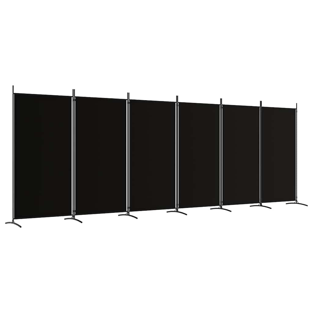 Biombo divisor de 6 paneles de tela gris antracita 240x200 cm