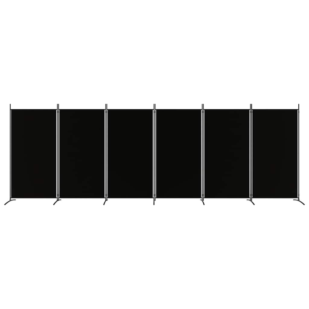 Biombo divisor de 6 paneles de tela gris antracita 240x200 cm