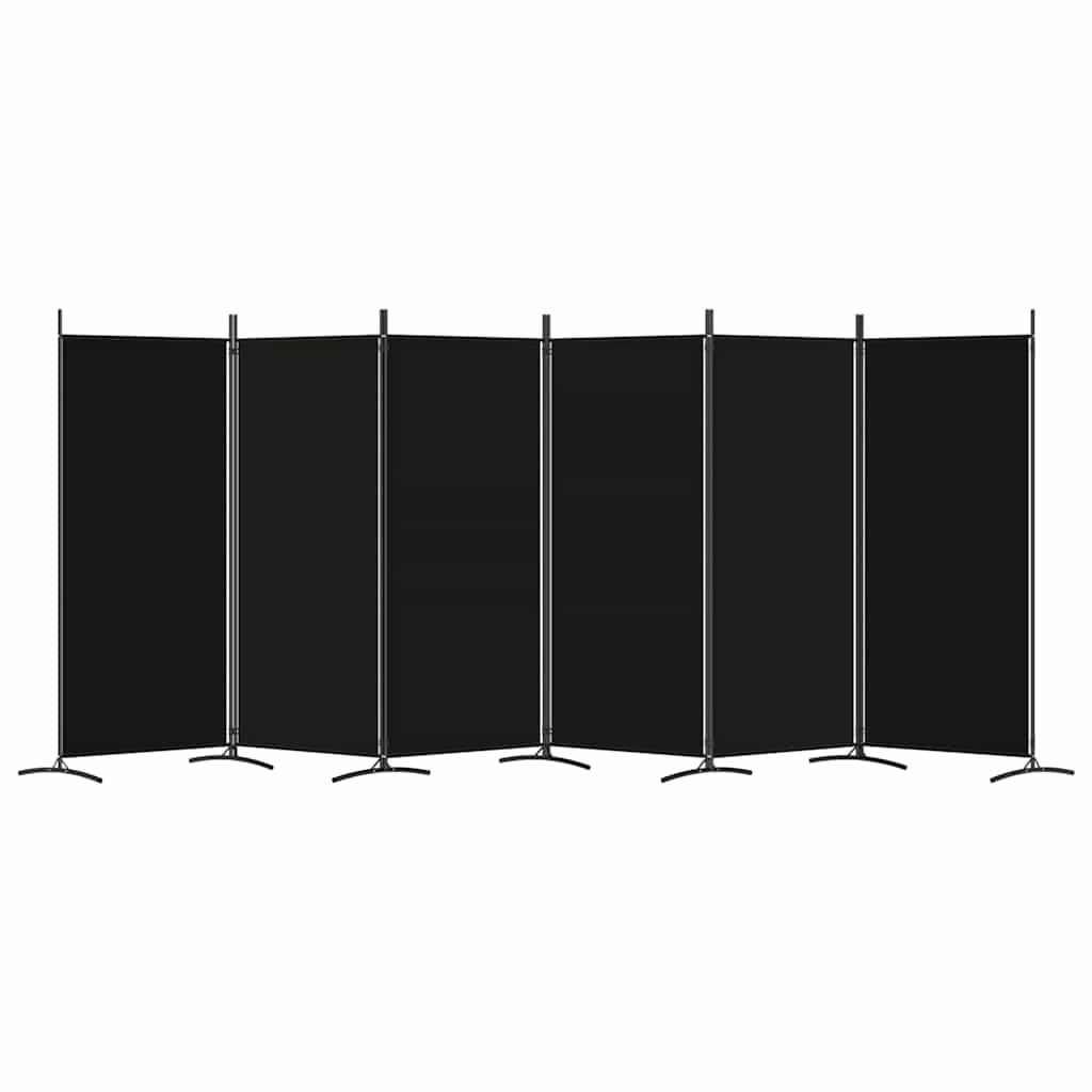 Biombo divisor de 6 paneles de tela gris antracita 240x200 cm